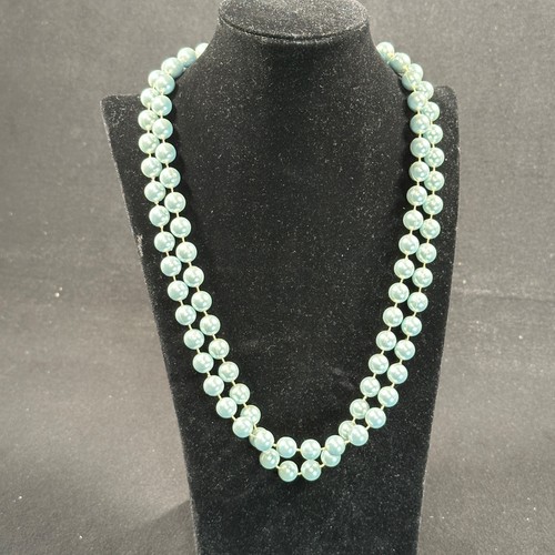 Vintage perlenkette hellblau - vintage,