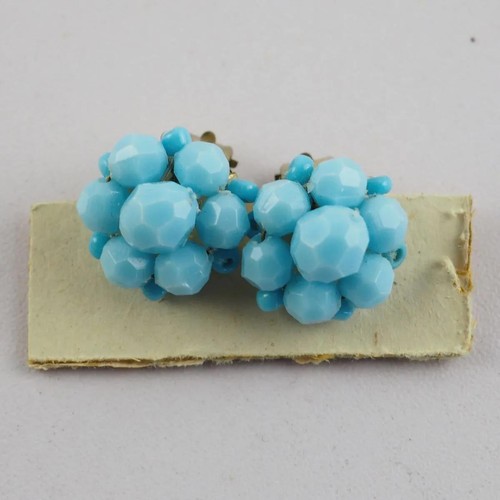 Vintage ohrclips hellblau - vintage,